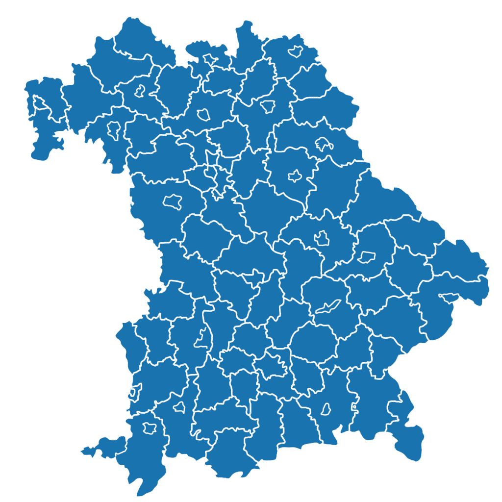 Karte Landkreise und kreisfreie Städte in Bayern